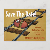 Save the Date Funny Date on Tracks Invitation