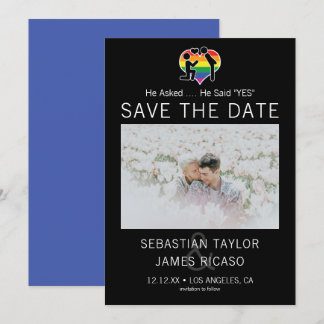 Save The Date Gay He Said Yes Personalized Photo Announcement