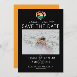 Save The Date Gay He Said Yes Personalized Photo Announcement