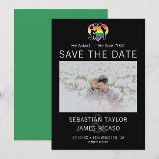 Save The Date Gay He Said Yes Personalized Photo Announcement