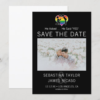 Save The Date Gay He Said Yes Personalized Photo Announcement