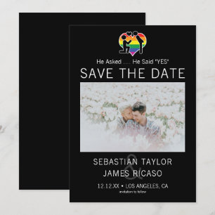 Save The Date Gay He Said Yes Personalized Photo Announcement