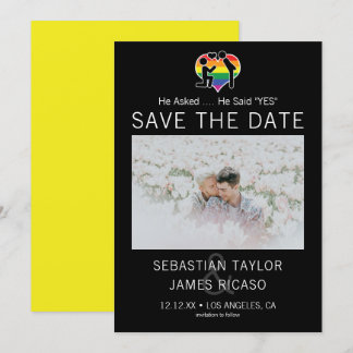 Save The Date Gay He Said Yes Personalized Photo Announcement