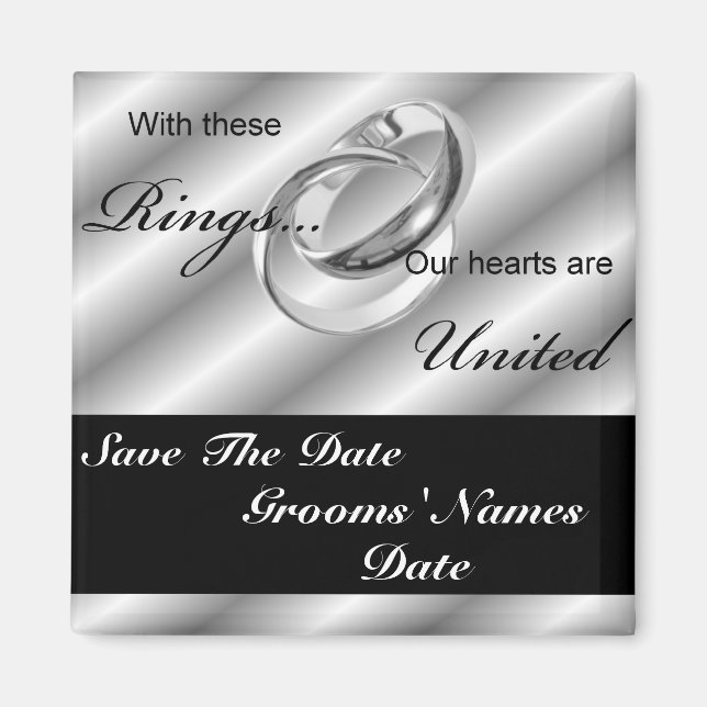 Save the Date Gay Men Wedding Magnets (Front)