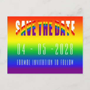 Save The Date Gay Wedding LGBT Gay Pride Party Postcard