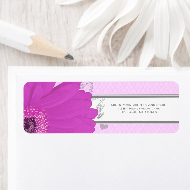 Save the Date Gerber Daisy Musical Notes and Heart Label (Insitu)