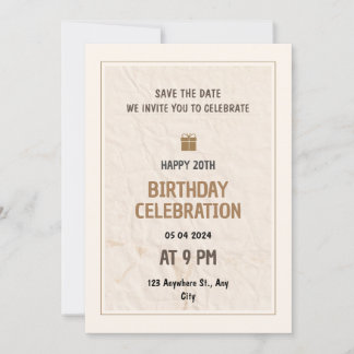 Save The Date Gift Crumpled 20th Birthday Party Invitation