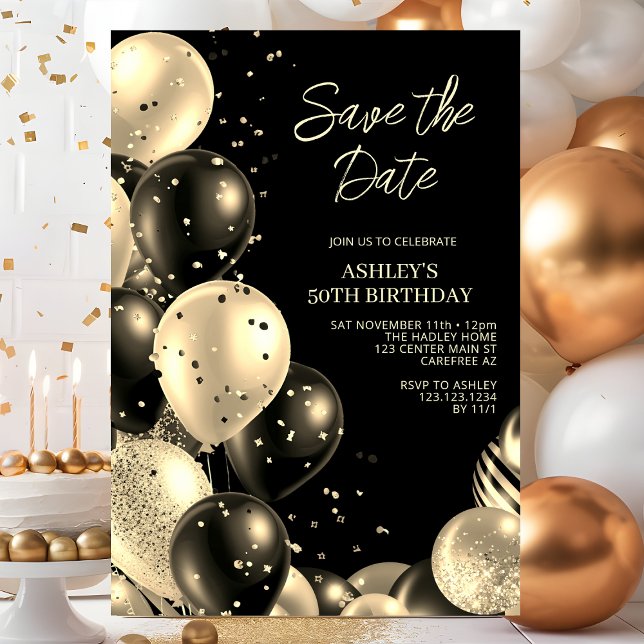Save the Date Glamorous 50th Birthday Invitation (Creator Uploaded)