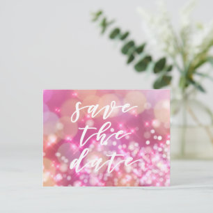 Save the date   Glamorous Pink Sparkles Postcard
