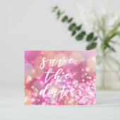 Save the date | Glamorous Pink Sparkles Postcard (Standing Front)