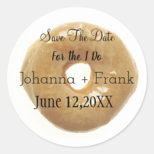 Save The Date Glazed Donut Classic Round Sticker