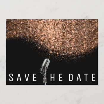 Save The Date Glitter Copper Black Whit Microphone by luxury_luxury at Zazzle