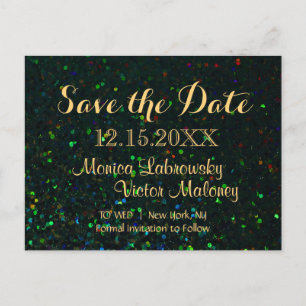 Save the Date   Glitter Night Announcement Postcard