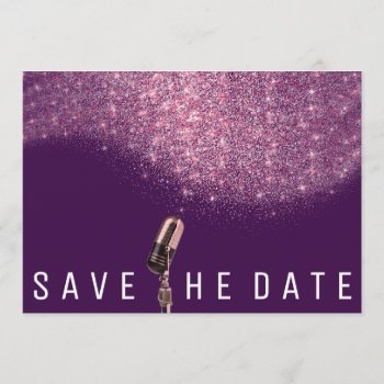 Save The Date Glitter Pink Purple Microphone by luxury_luxury at Zazzle