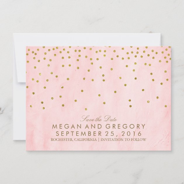 Save The Date Gold And Pink Glitter