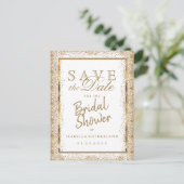 Save the Date Gold and White - Bridal Shower Announcement Postcard (Standing Front)