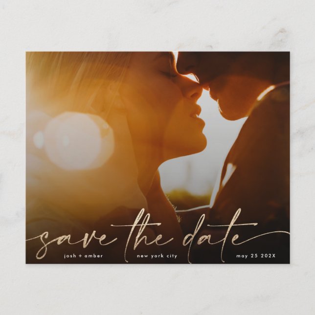 save the date Gold budget Modern Photo QR Code Flyer (Front)