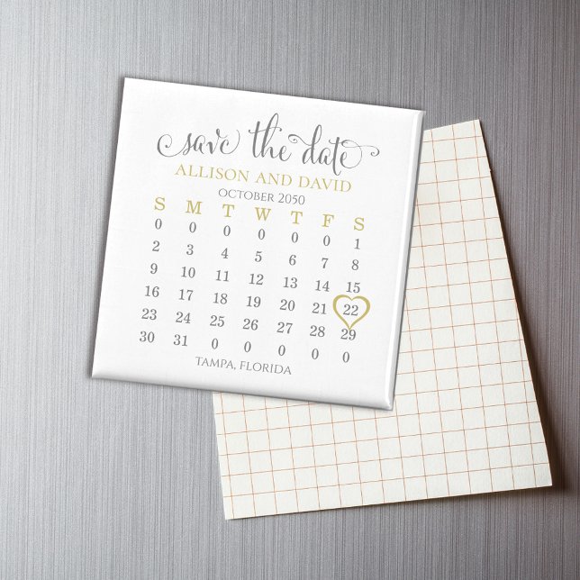 Save the Date Gold Calendar Template  Magnet (Creator Uploaded)