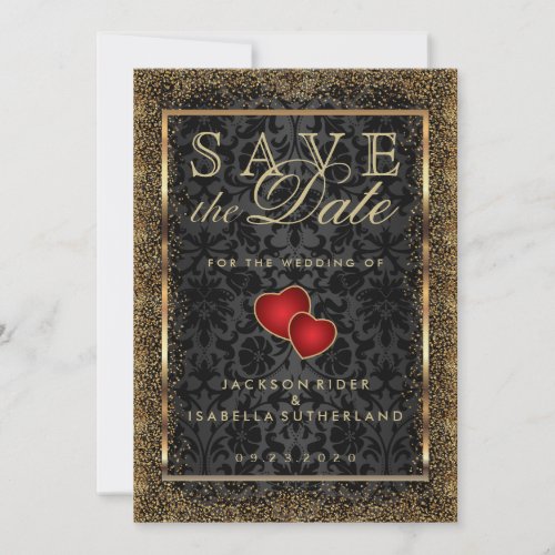 Save the Date Gold Confetti and Black