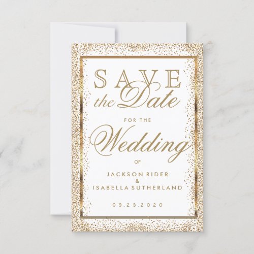 Save the Date Gold Confetti and White