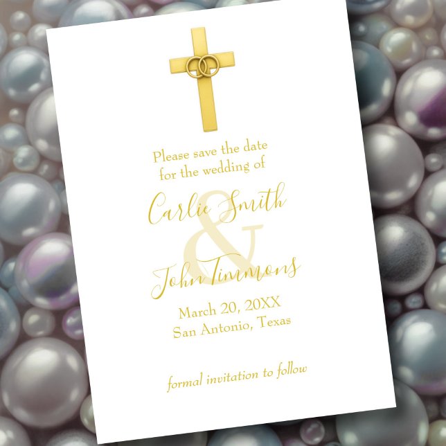 Save the Date Gold Cross with Wedding Rings 3 (Creator Uploaded)