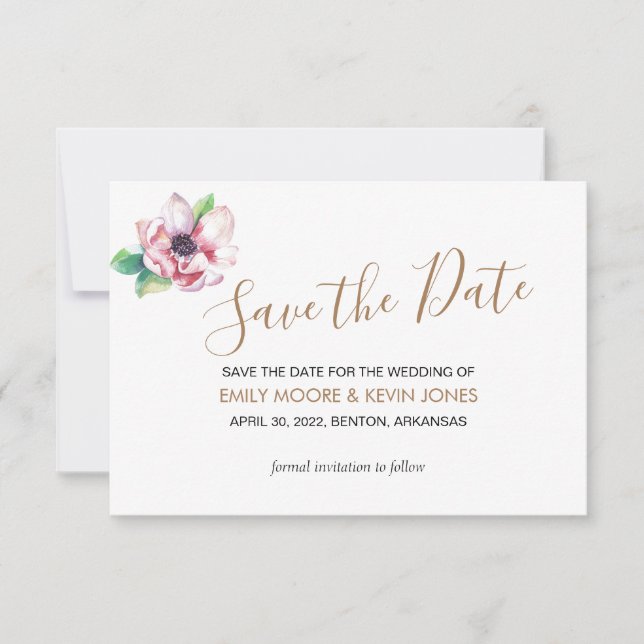 Save the date gold elegant floral classic Card (Front)