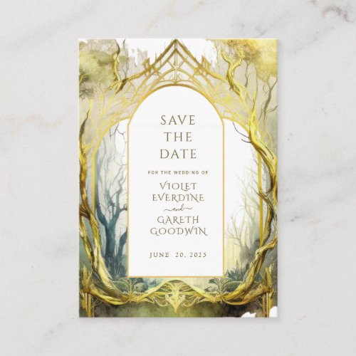 Save The Date Gold Enchanted Forest Wedding Enclosure Card
