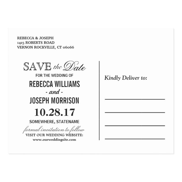 Save The Date - Gold Floral Black & White Stripes Postcard