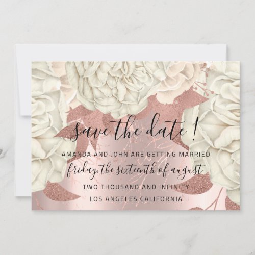 Save The Date Gold Floral Roses Wedding Bridal