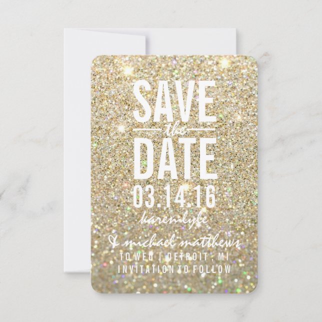 Save the Date | Gold Glitter Fab (Front)