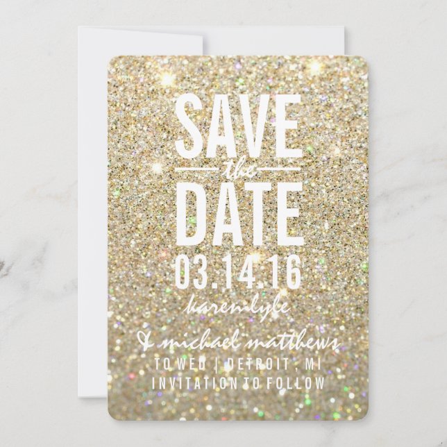 Save the Date | Gold Glitter Fab (Front)