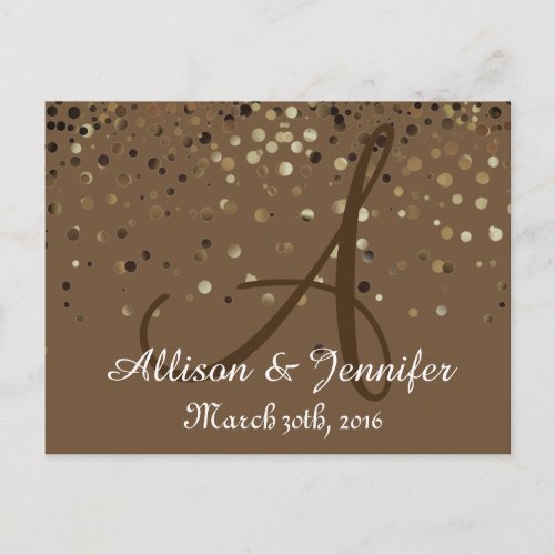 Save the date Gold Glitter Faux Foil Announcement Postcard