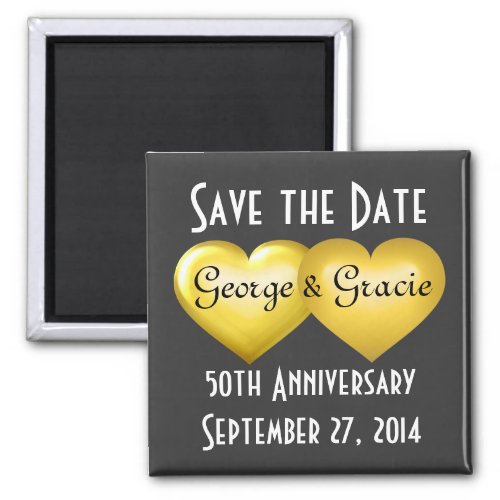 Save the Date Gold Hearts 50th anniversary Magnet