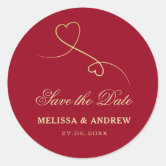 Silver save the date stickers, foil font classic round sticker