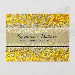 Save The Date Gold Sparkle Announcement Postcard