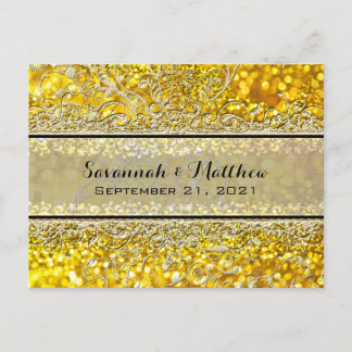 Save The Date Gold Sparkle Announcement Postcard