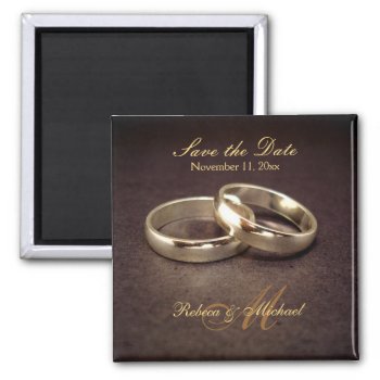 Save The Date - Gold Wedding Band Magnets by weddingsNthings at Zazzle