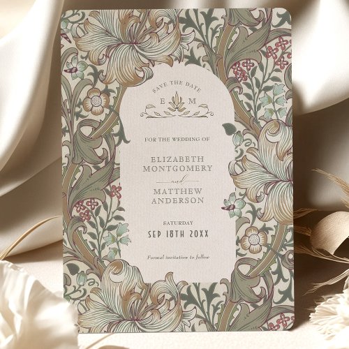 Save the Date Golden Lily Earthy Beige Morris Invitation