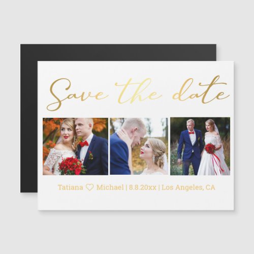 save the date golden wedding  photo collage magnet