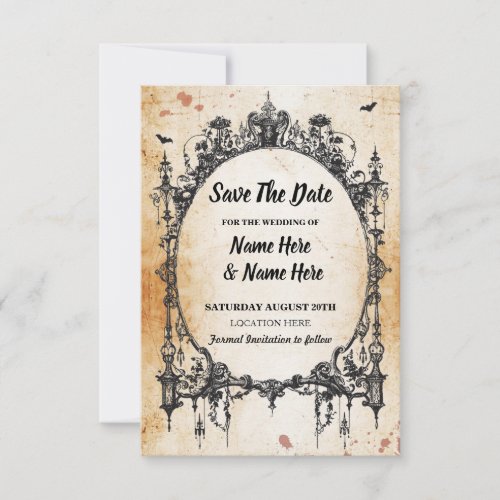 Save The Date Gothic Frame Halloween Rustic Card
