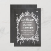 Save The Date Gothic Frame Halloween Rustic Card (Front/Back)
