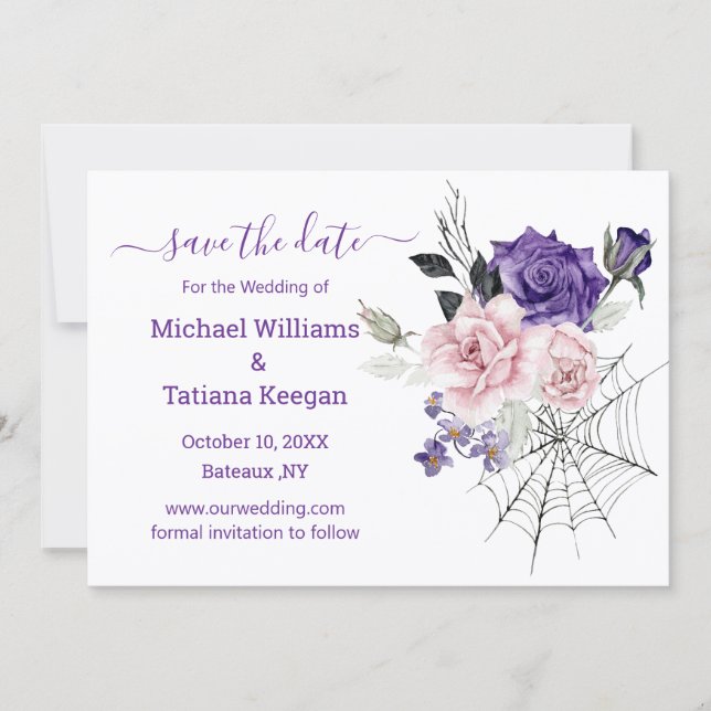 save the date gothic romantic halloween wedding note card (Front)