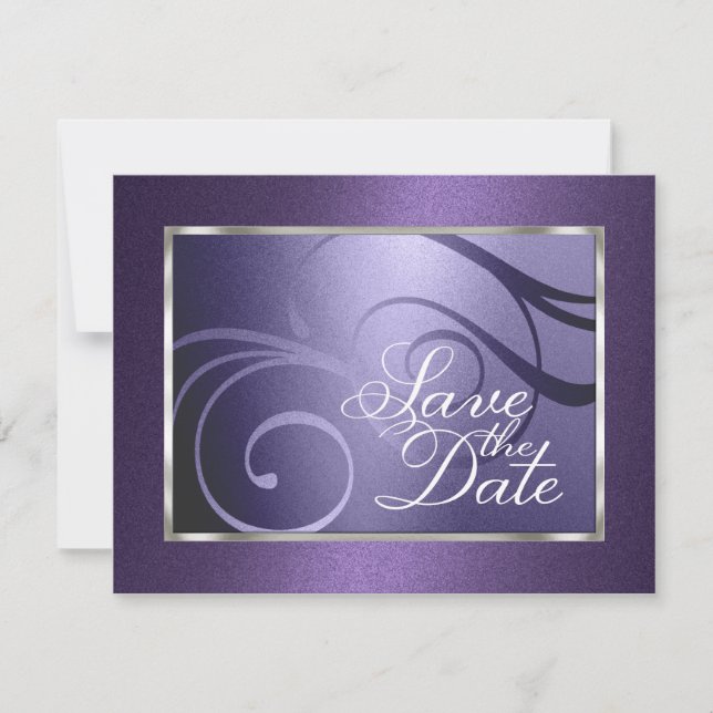 Save the Date Gradient Swirls Purple (Front)