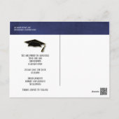 Save The Date Graduation Blue Gold Elegant Postcard (Back)