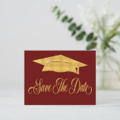 Save The Date Graduation Faux Gold Grad Announcement Postcard (Standing Front)