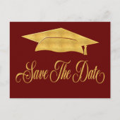 Save The Date Graduation Faux Gold Grad Announcement Postcard (Front)