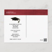 Save The Date Graduation Modern Red Gold Postcard (Back)