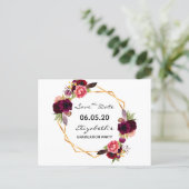 Save the Date graduation party 2020 gold florals Postcard (Standing Front)