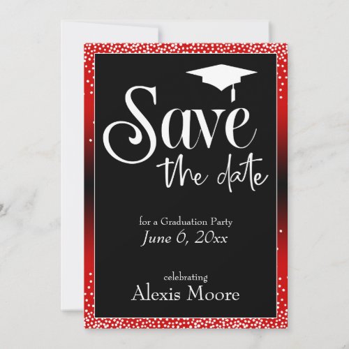 Save the Date Graduation Party Bright Red Ombre Invitation