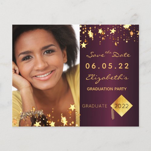 Save the Date graduation party burgundy budget Flyer